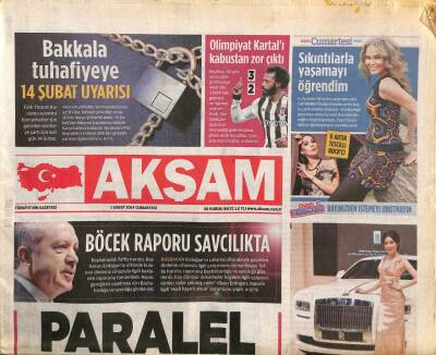 Akşam Gazetesi 1 Şubat 2014 - Rolls Royce Resmen Türkiyede Yalı Fiyatına Otomobil Satacak - Kasetlerde Terör Özlemi GZ106809 - 1