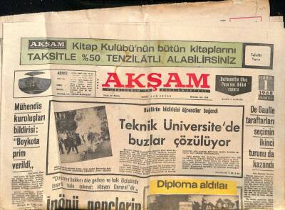 Akşam Gazetesi 1 Temmuz 1968 - Teknik Üniversitede Buzlar Çözülüyor - Ruben Asa İçin Emniyet Seferber Oldu GZ125366 - 1