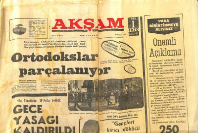 Akşam Gazetesi - 1 Temmuz 1970 - Ortodokslar Parçalanıyor GZ99763 - 1