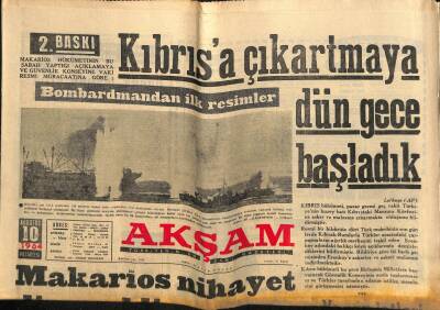 Akşam Gazetesi 10 Ağustos 1964 - Çeteci Grivas Ölümünden Tesadüfen Kurtuldu GZ115229 - 1