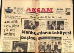 Akşam Gazetesi 10 Ağustos 1966 - İstanbulda Suya , Yüzde Yüz Zam Yapılıyor GZ72255 - 1