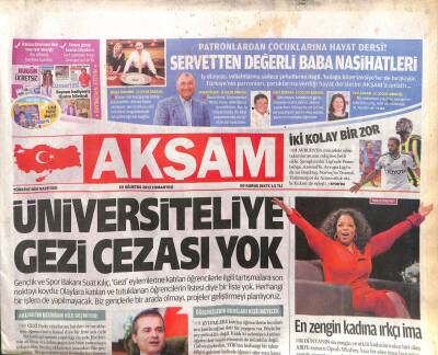 Akşam Gazetesi 10 Ağustos 2013 - Üniversiteliye Gezi Cezası Yok GZ104988 - 1