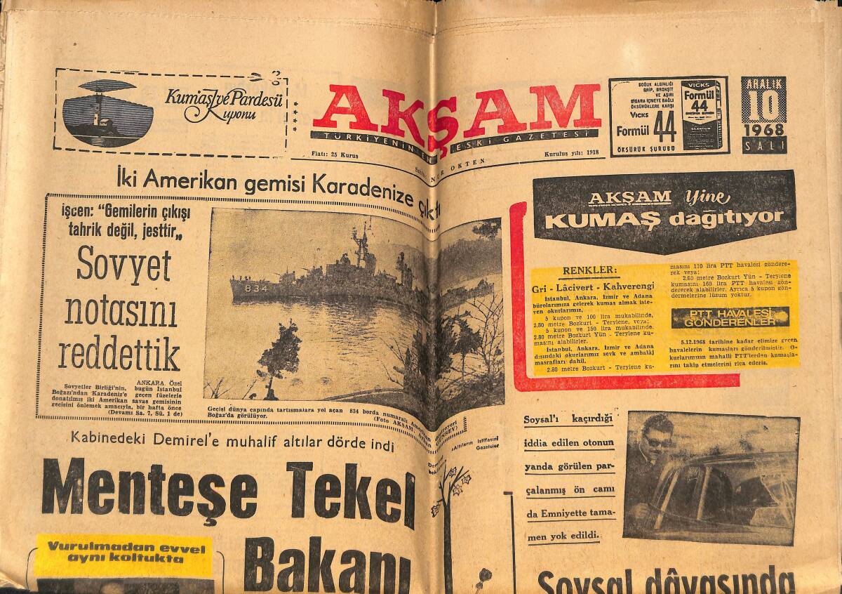 Akşam Gazetesi 10 Aralık 1968 - Soysal Davasında Deliller Yok Ediliyor - F. Bahçe'de İdealist Grup İle Çalışan Birol Pekel İçin Tahkikat Açıldı GZ146326 - 1