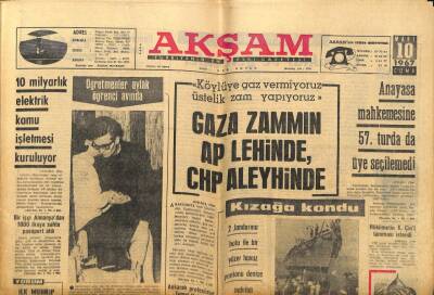 Akşam Gazetesi 10 Mart 1967 - Gaza Zammın AP Lehinde CHP Aleyhinde GZ97680 - 1