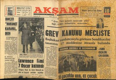 Akşam Gazetesi 10 Nisan 1963 - Lawrence Filmi 7 Oscar Kazandı GZ87924 - 1