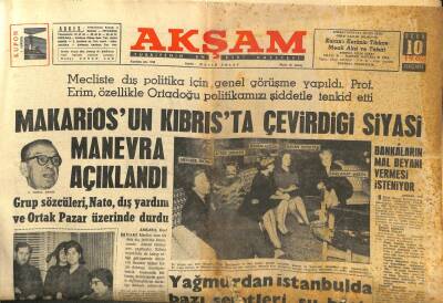 Akşam Gazetesi 10 Ocak 1963 - Makariosun Kıbrısta Çevirdiği Siyasi Manevra Açıklandı GZ102728 - 1