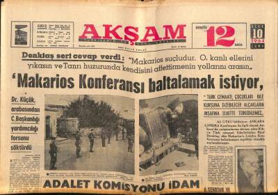 Akşam Gazetesi 10 Ocak 1964 - Halide Edip Adıvar Vefat Etti GZ92220 - 1