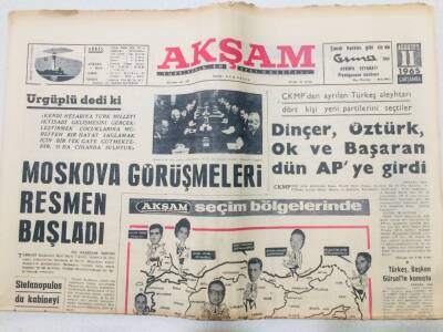 Akşam Gazetesi 11 Ağustos 1965 - Moskova Görüşmeleri Başladı GZ53261 - 1