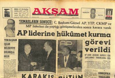 Akşam Gazetesi 11 Aralık 1963 - AP Liderine Hükümet Kurma Görevi Verildi GZ60581 - 2