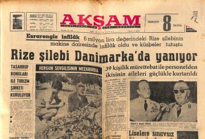 Akşam Gazetesi 11 Eylül 1963 - Rize Şilebi Danimarkada Yanıyor GZ87917 - 1