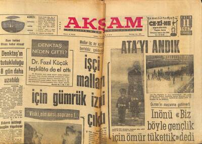 Akşam Gazetesi 11 Kasım 1967 - Denktaşın Tutukluluğu 8 Gün Daha Uzatıldı GZ60587 - 2