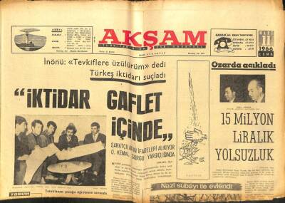 Akşam Gazetesi - 11 Mart 1966 - İktidar Gaflet İçinde GZ99906 - 1
