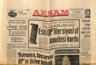 Akşam Gazetesi 11 Mart 1969 - Demirelin Yasakladığı Kanlı Pazar Filmini Yayınlıyoruz GZ92482 - 1