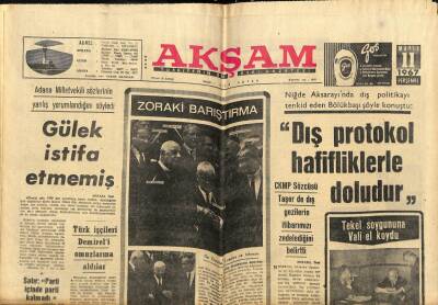 Akşam Gazetesi 11 Mayıs 1967 - Türk İşçileri Demireli Omuzlarına Aldılar GZ77252 - 1