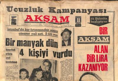 Akşam Gazetesi 11 Şubat 1965 - Amerikalı Erlerin Oteli Bombalandı GZ87867 - 1