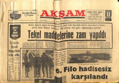 Akşam Gazetesi - 11 Şubat 1969 - 6. Filo Hadisesiz Karşılandı GZ99778 - 1