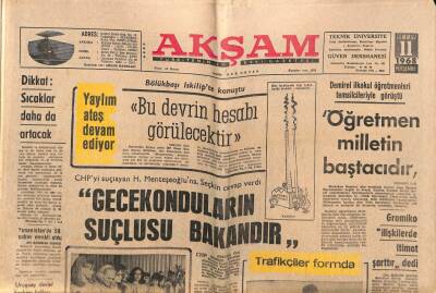 Akşam Gazetesi 11 Temmuz 1968 - Yunanistanda 58 Subay Emekli Oldu GZ79518 - 1