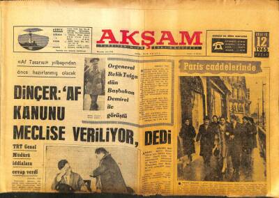 Akşam Gazetesi - 12 Aralık 1965 - Coşkun Erdem Karakolda Nişanlandı GZ99926 - 1