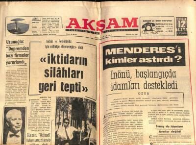 Akşam Gazetesi 12 Ekim 1966 - Menderesi Kimler Astırdı ? GZ72312 - 2