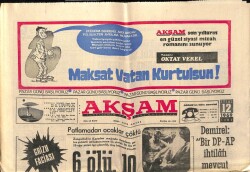 Akşam Gazetesi 12 Eylül 1969 - Grizu Faciası 6 Ölü 10 Yaralı Ve 6 Kayıp Var GZ66251 - 1