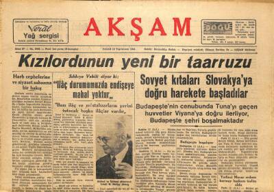 Akşam Gazetesi 12 Kasım 1944 - Kızılordunun Yeni Bir Taarruzu GZ71441 - 2