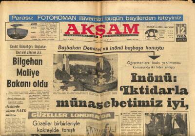 Akşam Gazetesi 12 Kasım 1966 - Johnsonun Mahkemesi İçin Aybar Londraya Bugün Gidiyor GZ92408 - 1