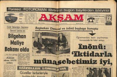 Akşam Gazetesi 12 Kasım 1966 - Nüfus Cüzdanı Örneğini Her Daire Onaylıyacak GZ92409 - 1