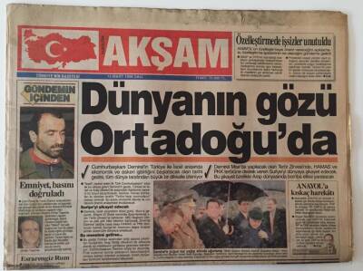 Akşam Gazetesi 12 Mart 1996 - Dünyanın Gözü Gözü Ortadoğuda GZ18506 - 1