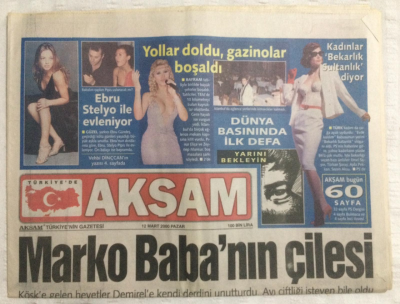 Akşam Gazetesi 12 Mart 2000 - Ebru Gündeş Stelyo İle Evleniyor - GZ17591 - 2