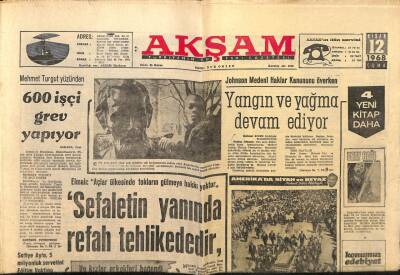 Akşam Gazetesi 12 Nisan 1968 - Mehmet Turgut Yüzünden 600 İşçi Grev Yapıyor GZ66244 - 2