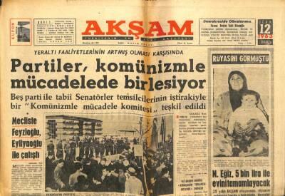 Akşam Gazetesi - 12 Ocak 1963 - Partiler Komünizmle Mücadelede Birleşiyor GZ99831 - 1