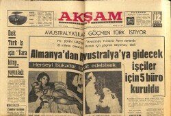 Akşam Gazetesi 12 Şubat 1967 - Avustralyalılar Göçmen Türk İstiyor GZ60593 - 1