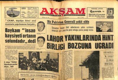 Akşam Gazetesi - 13 Eylül 1965 - Lahor Yakınlarında Hint Birliği Bozguna Uğradı GZ99729 - 1