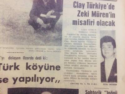 Akşam Gazetesi 13 Eylül 1966 - Boksör Clay Türkiyede Zeki Mürenin Misafiri Olacak GZ97627 - 1
