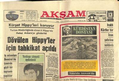 Akşam Gazetesi 13 Eylül 1968 - Iraklı Kürtler Bir İran Şehrine Saldırdı GZ87689 - 1