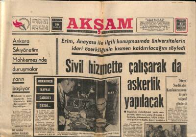 Akşam Gazetesi 13 Haziran 1971 - Nixonun Kızı Dün Evlendi - Ankara Sıkıyönetim Mahkemesinde Duruşmalar Yarın Başlıyor GZ92243 - 1