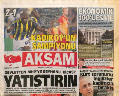 Akşam Gazetesi 13 Mayıs 2013 - Devletten MHPYE Reyhanlı Ricası Yatıştırın GZ106048 - 1