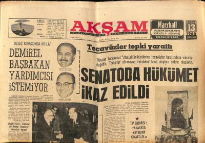 Akşam Gazetesi 13 Nisan 1966 - Profilo Fabrikası İmalata Devam Edecek - Demirel Başbakan Yardımcısı İstemiyor GZ92212 - 1