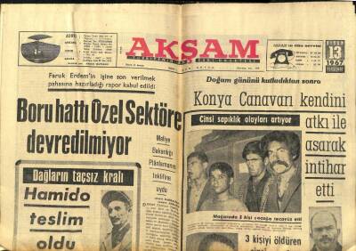 Akşam Gazetesi 13 Nisan 1967 - Dağların Taçsız Kralı Hamido Teslim Oldu GZ97648 - 1