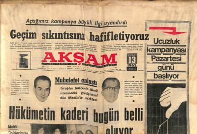 Akşam Gazetesi 13 Şubat 1965 - Hükümetin Kaderi Bugün Belli Oluyor GZ87869 - 1