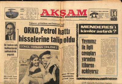 Akşam Gazetesi 14 Ekim 1966 - ORKO , Petrol Hattı Hisselerine Talip Oldu GZ92426 - 1