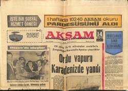 Akşam Gazetesi 14 Ekim 1968 - Ordu Vapuru Karadenizde Yandı GZ66245 - 1
