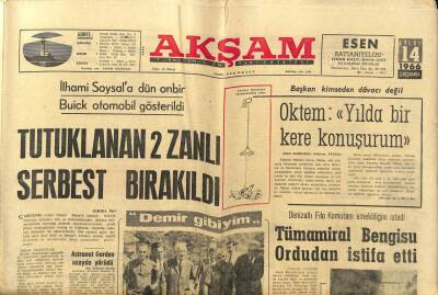 Akşam Gazetesi 14 Eylül 1966 - Cavit Bengisu Ordudan İstifa Etti GZ97625 - 1