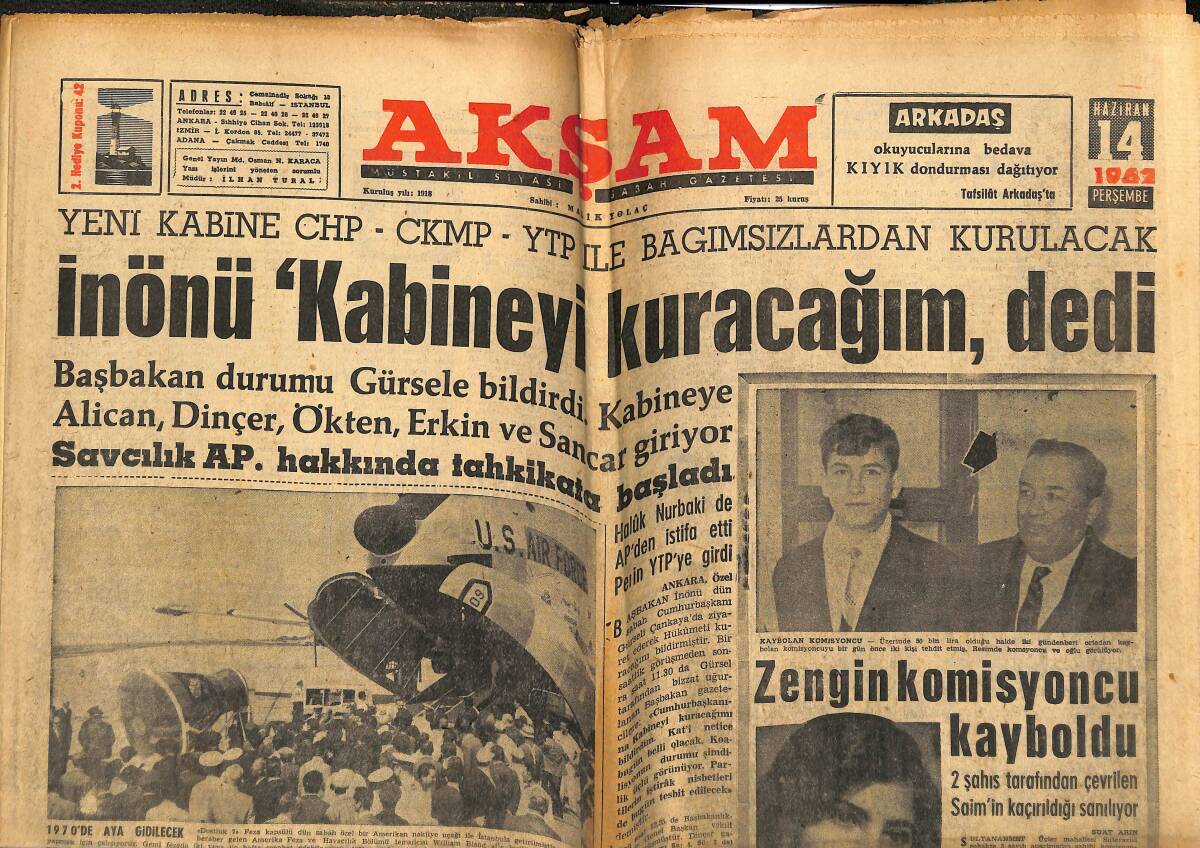 Akşam Gazetesi 14 Haziran 1962 - Ava Gardner Perdeye Dönerken Mickey Rooney İflâsını Verdi GZ143366 - 1