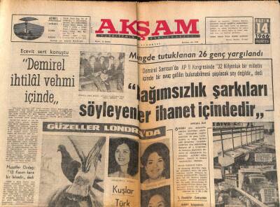 Akşam Gazetesi 14 Kasım 1966 - Ecevit Sert Konuştu Demirel İhtilal Vehmi İçinde GZ72284 - 2