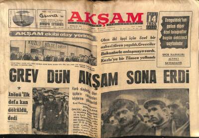 Akşam Gazetesi 14 Mart 1965 - İnönü İlk Defa Kan Söküldü Dedi GZ87910 - 1