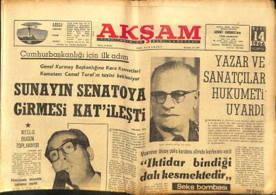 Akşam Gazetesi - 14 Mart 1966 - Muammer Aksoyİktidar Bindiği Dalı Kesiyor GZ99903 - 1