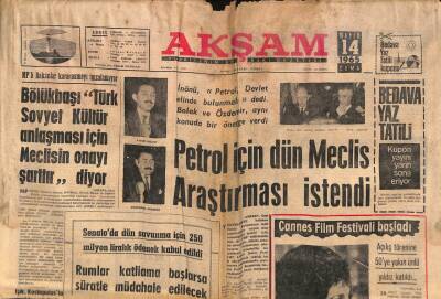 Akşam Gazetesi 14 Mayıs 1965 - Aziz Nesin Berline Gitti - Cannes Film Festivali Başladı GZ92453 - 1