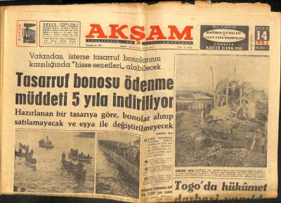 Akşam Gazetesi - 14 Ocak 1963 - CHP 5 Yıllık Affı Kabul Etti GZ99833 - 1
