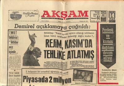 Akşam Gazetesi 14 Ocak 1969 - Kebanda Dün Yine Kanlı Olaylar Oldu - Fırtına Kayseriyi Alt Üst Etti GZ92382 - 1